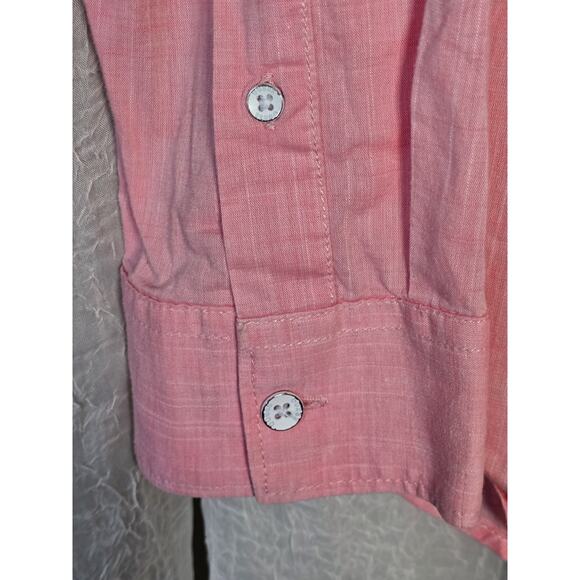 Guess Men's Large Popover, Logan Shirt Pink Regular Fit Button Up Cotton Preppy - Picture 5 of 9
